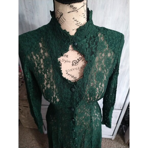 Dawn Joy Lace Embroidered Sheer Dress Green 4p Whimsygoth Vintage Y2K Fairy - Picture 9 of 12